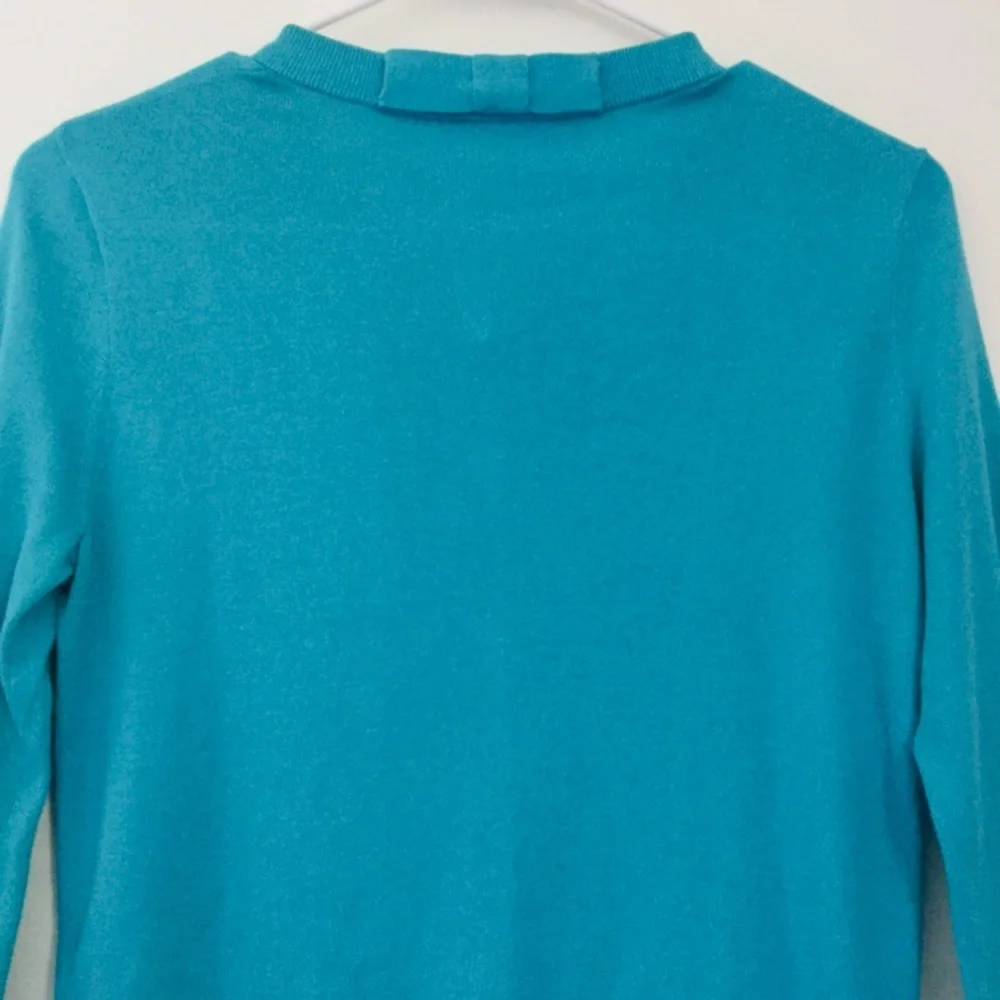KATE SPADE Blue Silk Cotton Blend Cardigan Sweater Size Small